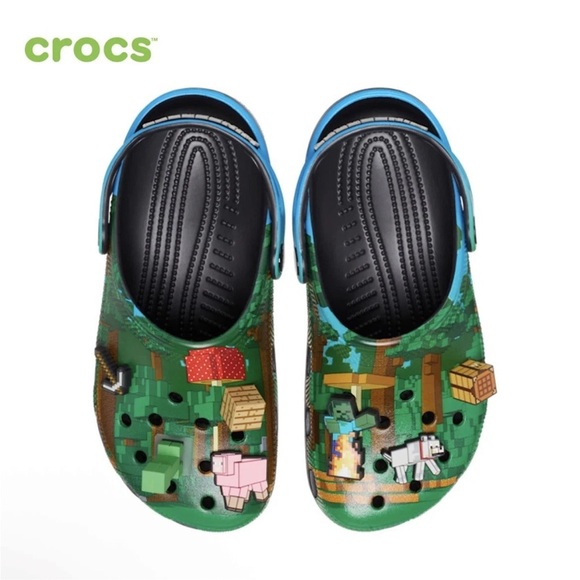 CROCS Minecraft Widgets NEW In Box Green Black Adult Size Men’s Sz 9 main image 4